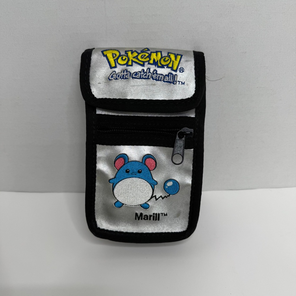 Vintage Pokemon Marill Silver Nylon Pouch Belt Loop Case Nintendo 90s Retro